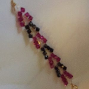 Butterfly hand crafted bracelet black & fuscia c